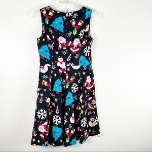BRIDESMAY Festive Christmas Sleeveless V-Neck Pleated Back Zip Dress XL Festive
